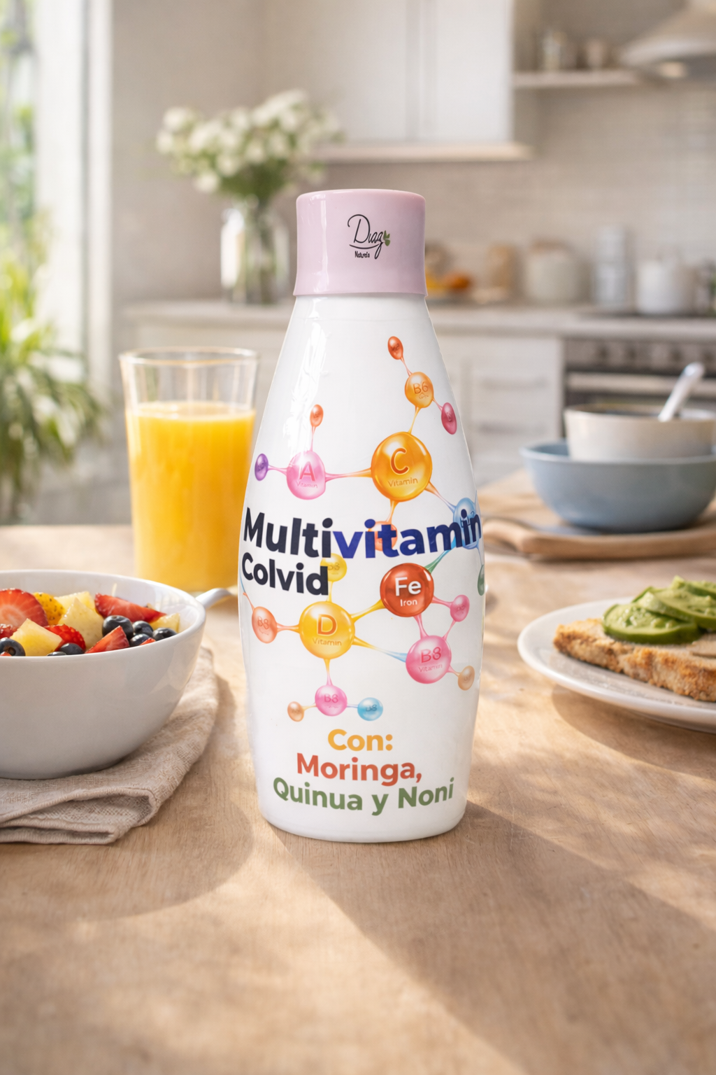 Multivitamínico Natural Líquido con Moringa, Quinua y Noni | Energía y Refuerzo Inmunológico