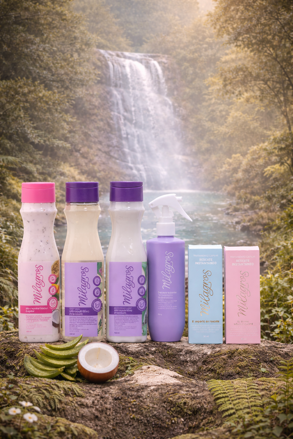 KIT CAPILAR MILAGROS USO DIARIO NUTRITIVO (6 PRODUCTOS) – REPARACIÓN INTENSIVA, BRILLO Y CRECIMIENTO