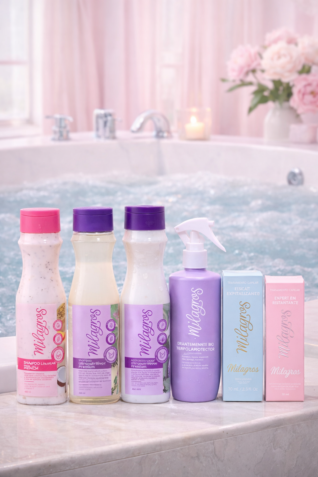 KIT CAPILAR MILAGROS USO DIARIO NUTRITIVO (6 PRODUCTOS) – REPARACIÓN INTENSIVA, BRILLO Y CRECIMIENTO